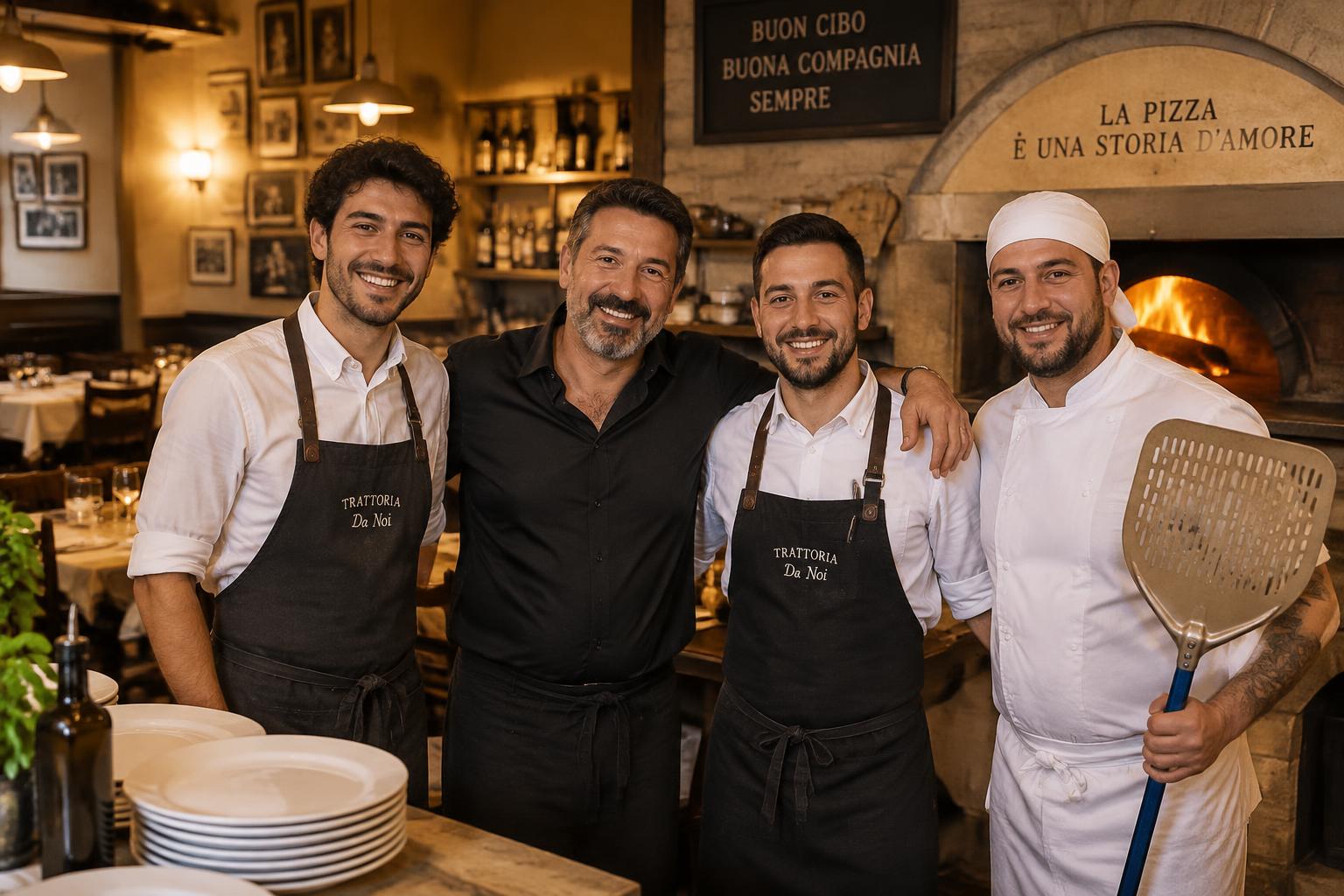 Managerul și echipa Trattoria Bonami în restaurant